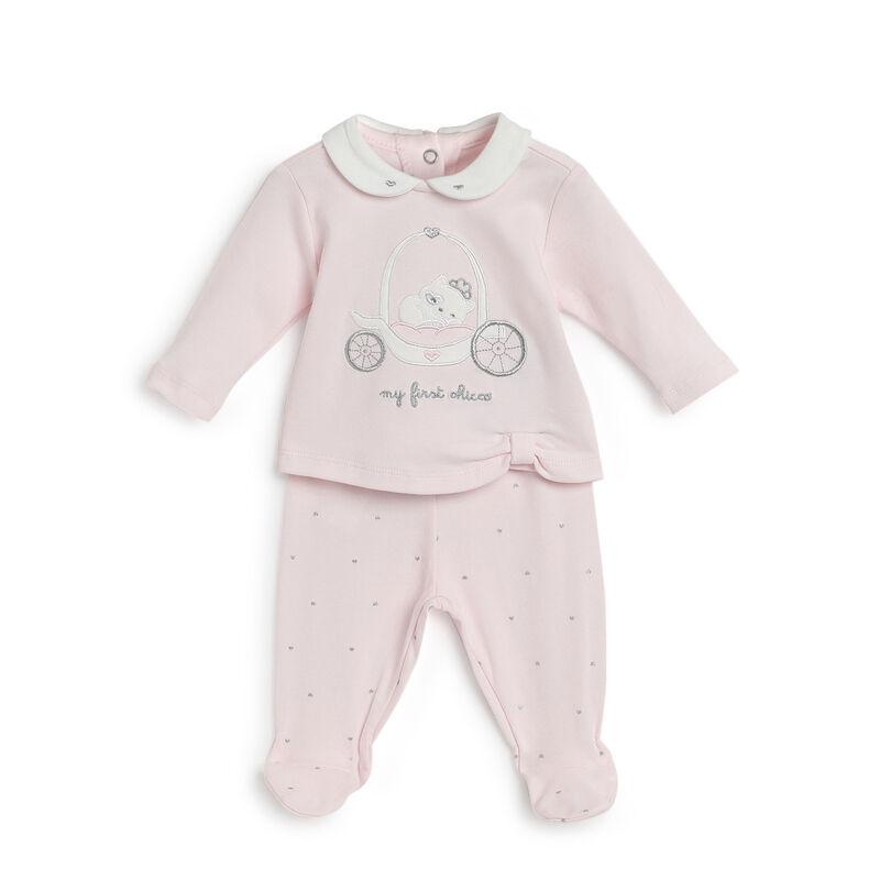 Girls Light Pink Applique Sweater with Leggings image number 0